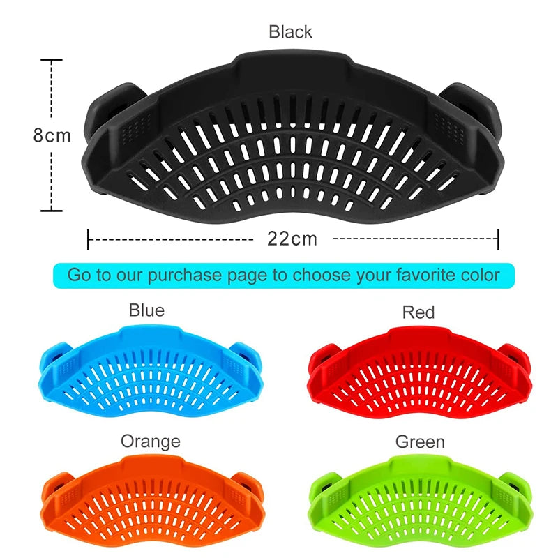 Silicone Clip-on Kitchen Strainer: Versatile, Heat-Resistant Solution for Easy Food Draining