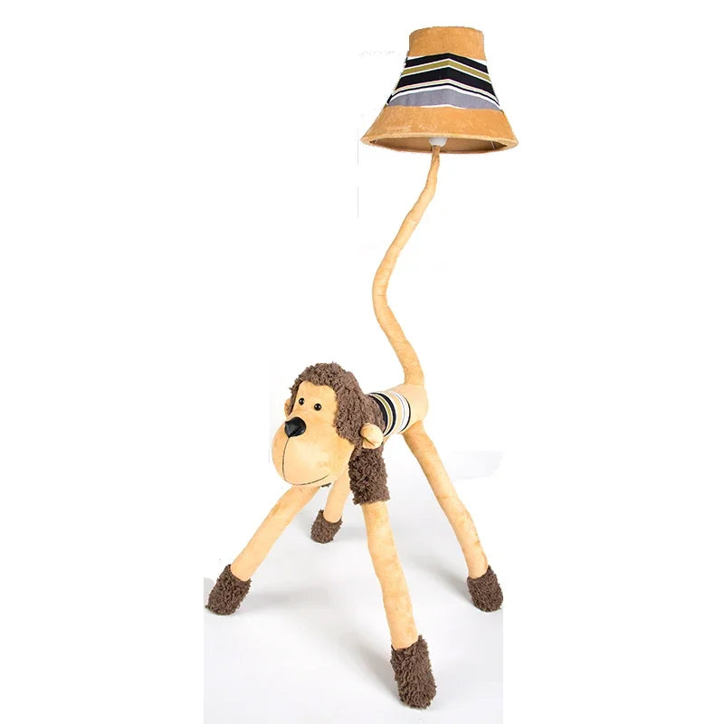 "Safari Delight Handcrafted Animal Floor Lamp: Lions, Monkeys, and More for Your Living Room Décor"