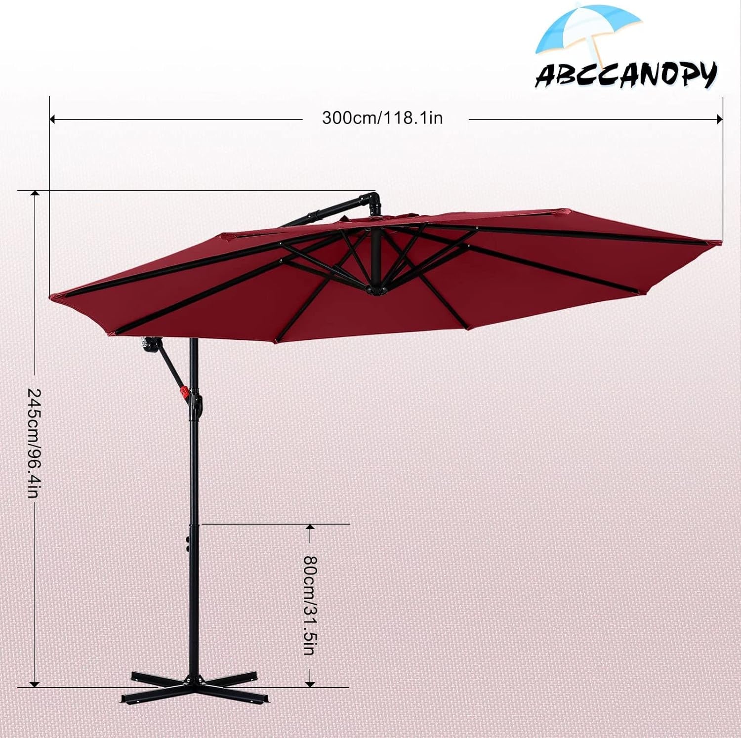 Vivid Burgundy Sunset: 10FT Cantilever Patio Umbrella